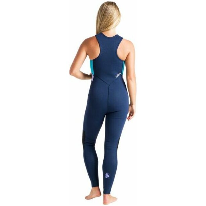 2024 C-Skins Womens Element 2/2mm Long Jane Wetsuit C-EL22LJW - Bluestone / Bright Cyan / Lilac